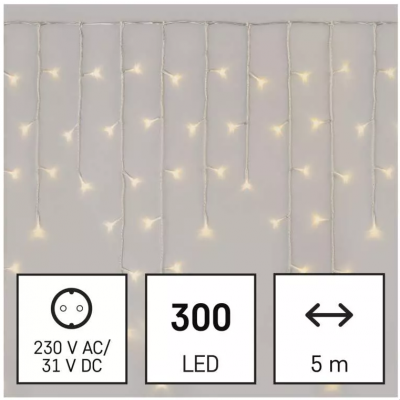 Lampki choinkowe sople 300LED 5m ciepła biel timer pilot EMOS (D4CW02)